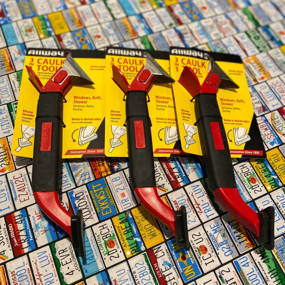 Allway 3 in 1 Caulk Tool Caulking Scraper Silicone Spreader Stainless Blade Lot3